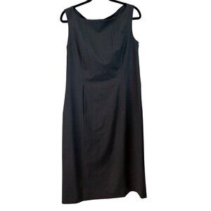 Bloomingdales Women's Black Wool Blend Professional Preppy Shift Dress Size 12